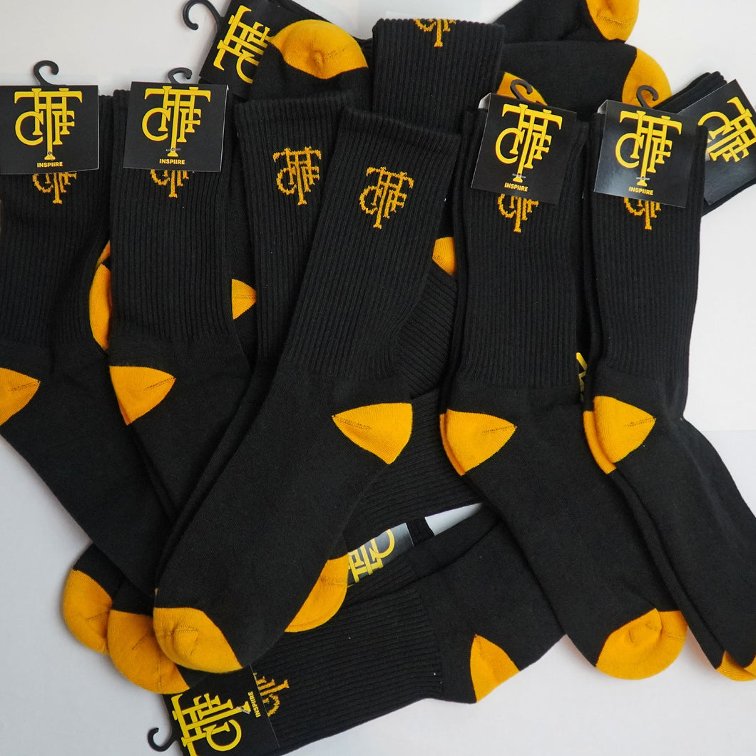THE FAM BLACK AND YELLOW SOCKS